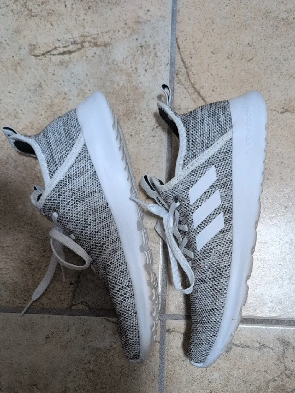 adidas Women's Knit Athletic Sneakers in Gray and White